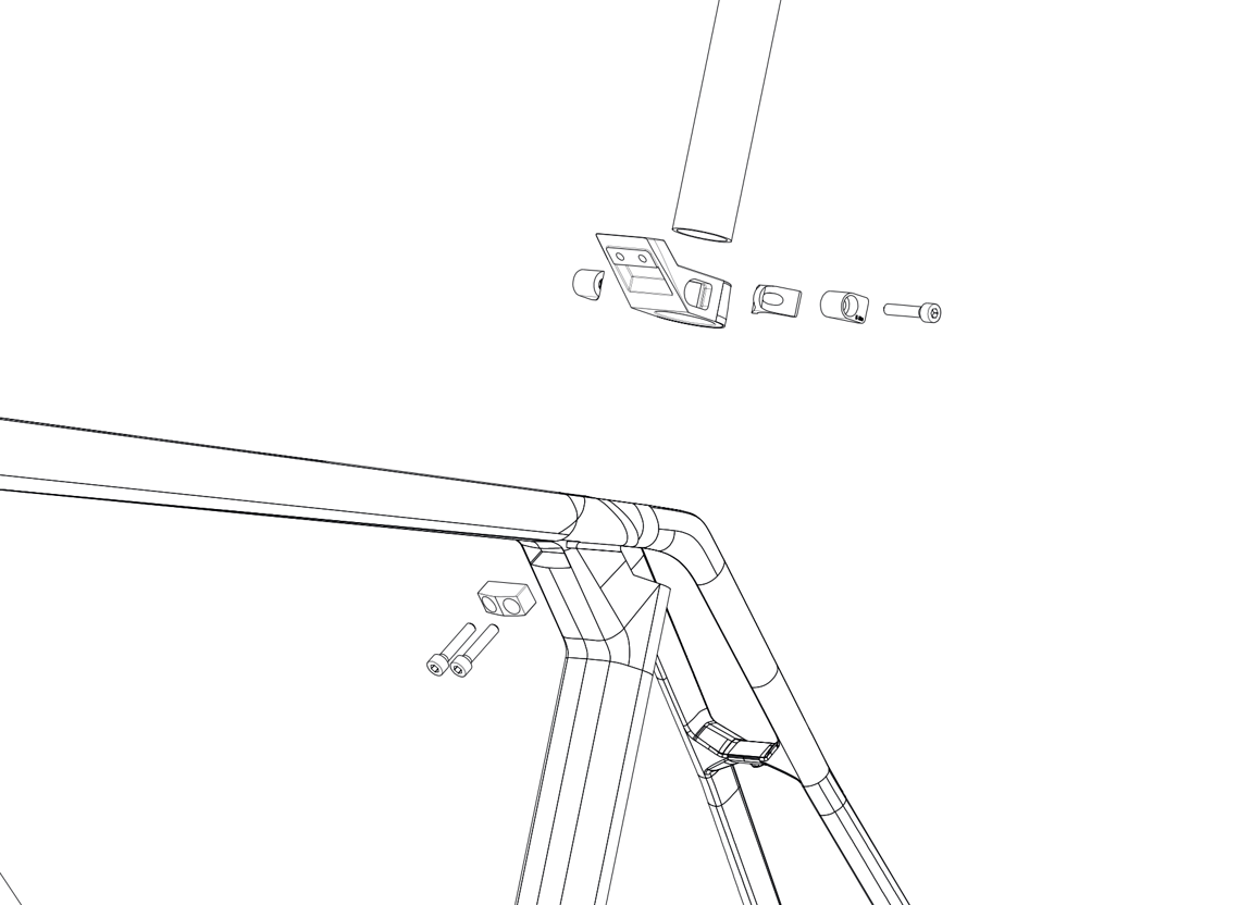 Die Sattelklemmung ist zwischen den Tragflächen versteckt