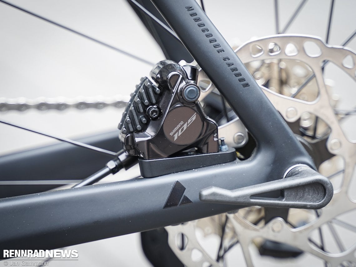 Die Shimano 105 Disc-Bremse...