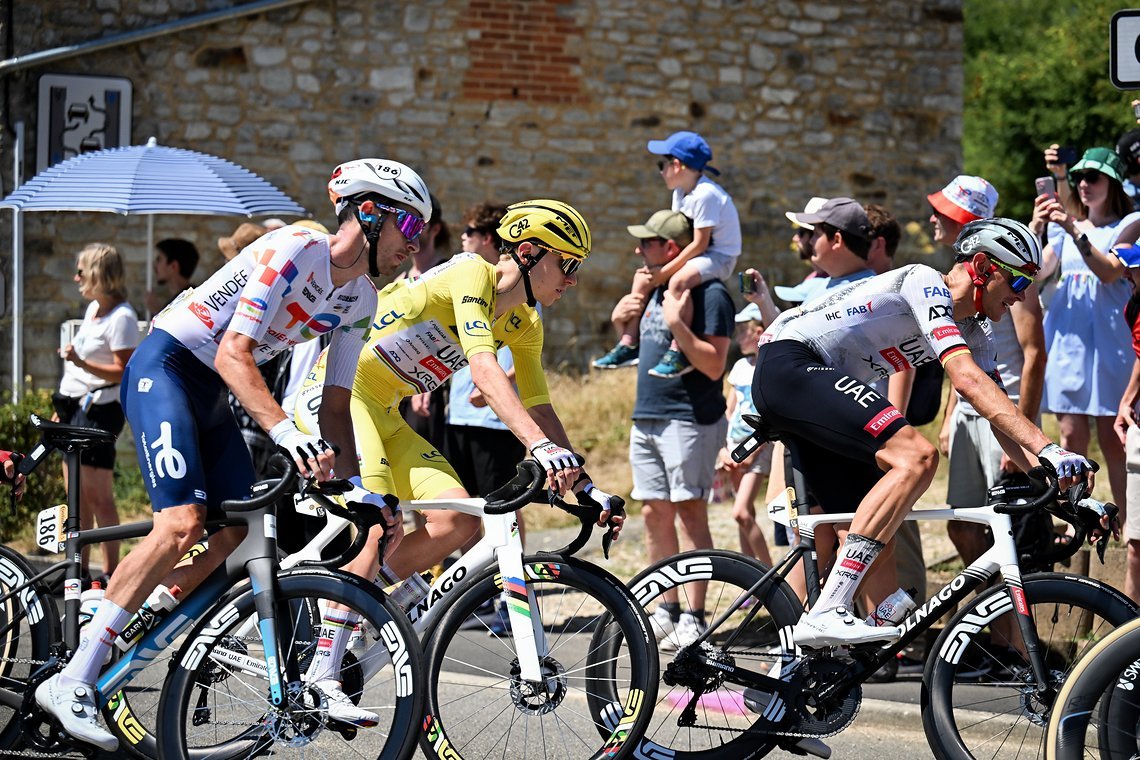 Nils Politt erwies sich bei der diesjährigen Tour erneut ale einer der wertvollsten Helfer von Pogačar - der Deutsche fuhr sehr ift und sehr lange für sein Team im Wind.