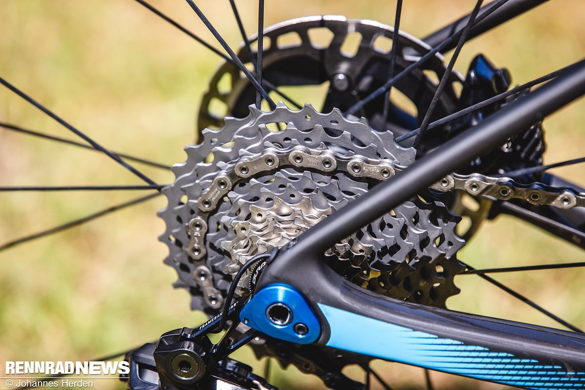 …und die große Shimano Kassette sind auch hier das Set-up der Wahl.