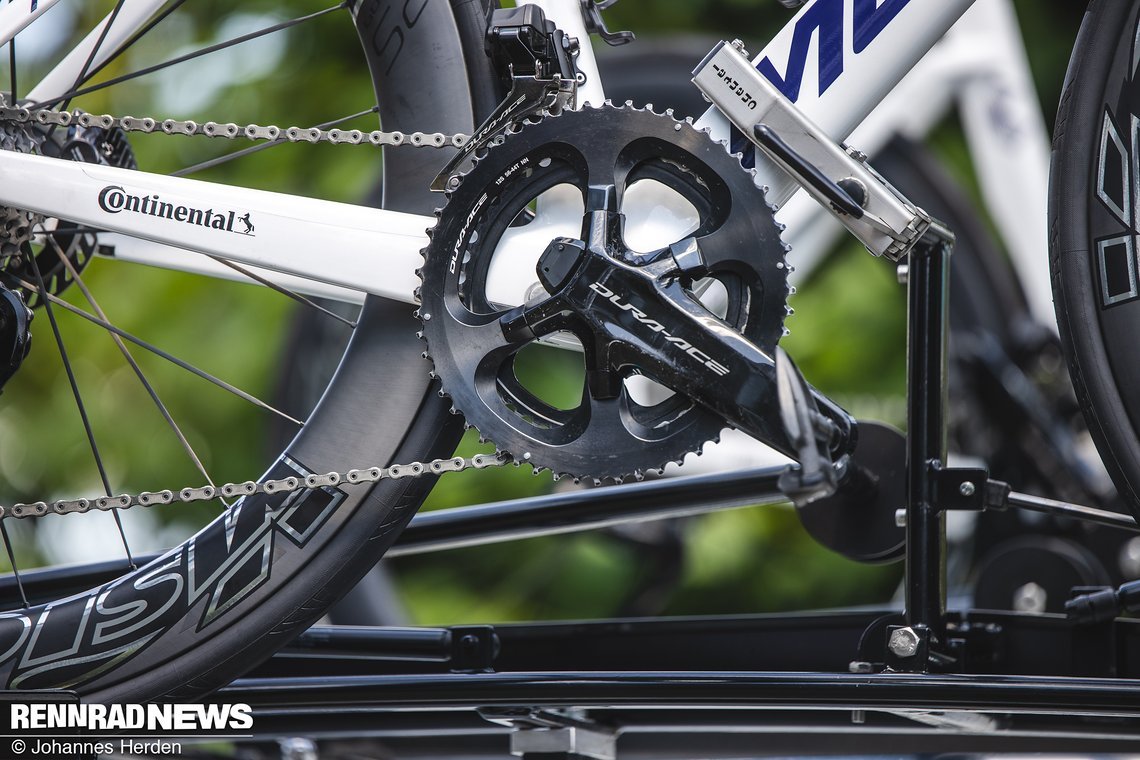 Mohoric fährt die größere Version der Dura Ace Kurbel mit 56 zu 44 Zähnen.