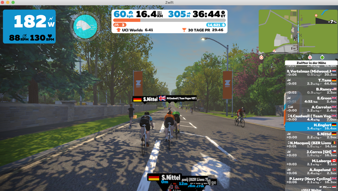 Beim freien Fahren auf Zwift liefert der Kickr ein sehr realitätsnahes Fahrgefühl.