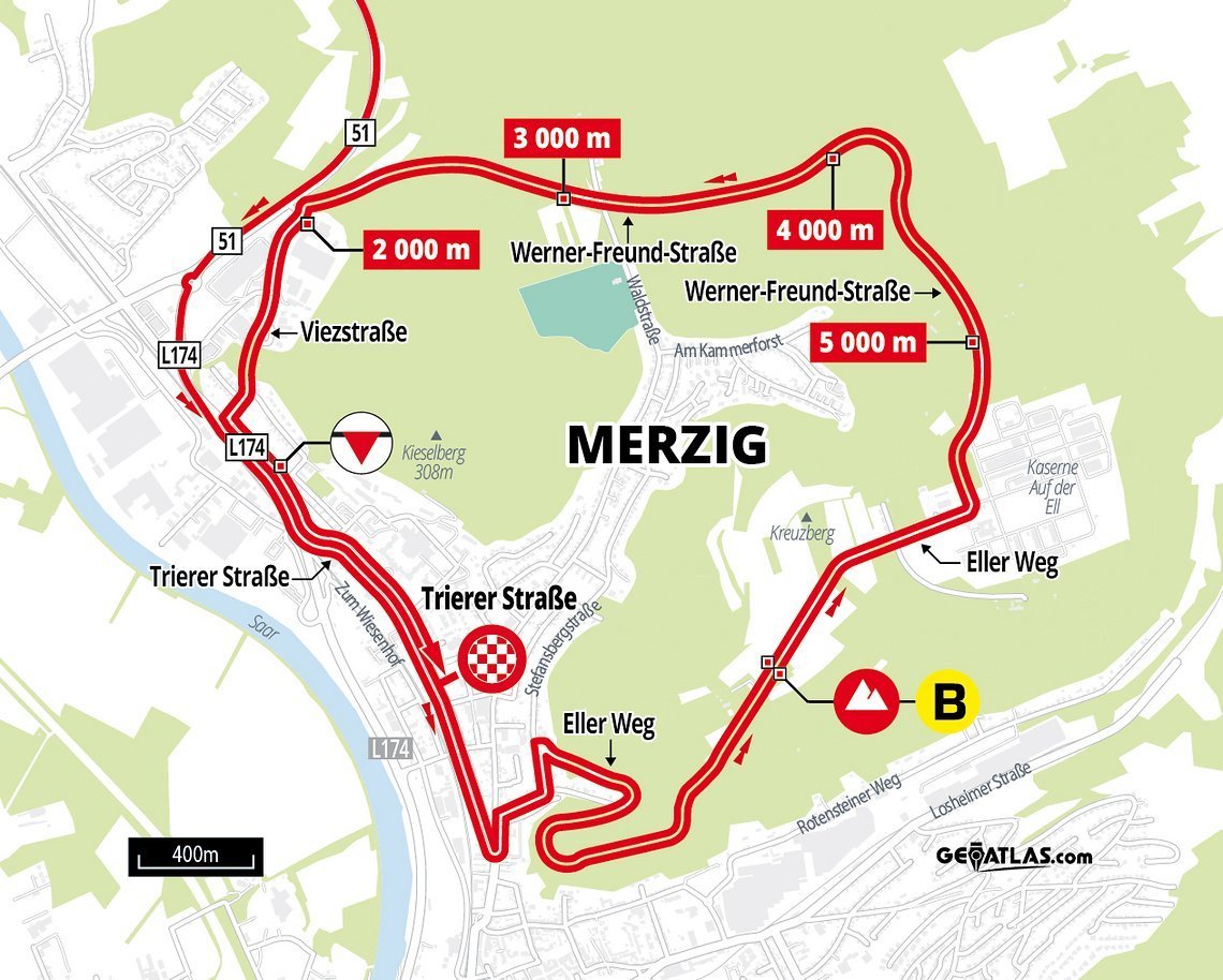 In Merzig fährt das Peloton eine Schlussrunde mehrmals.