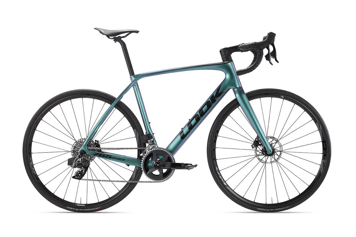 Look 765 Optimum mit SRAM Rival 2X12 in der Farbe Chameleon Green Blue für 4.690 €.