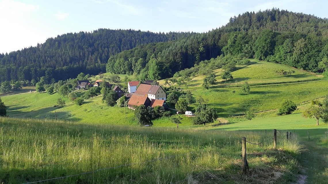 Abgelegene Bauernhöfe säumten den Track im Odenwald.