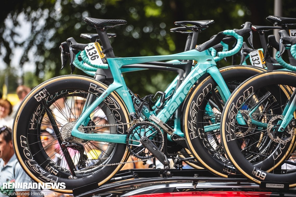 Das Bianchi Oltre RC Aero-Rennrad war bei Arkea B&B Hotels für die ersten Etappen das Rad der Wahl.