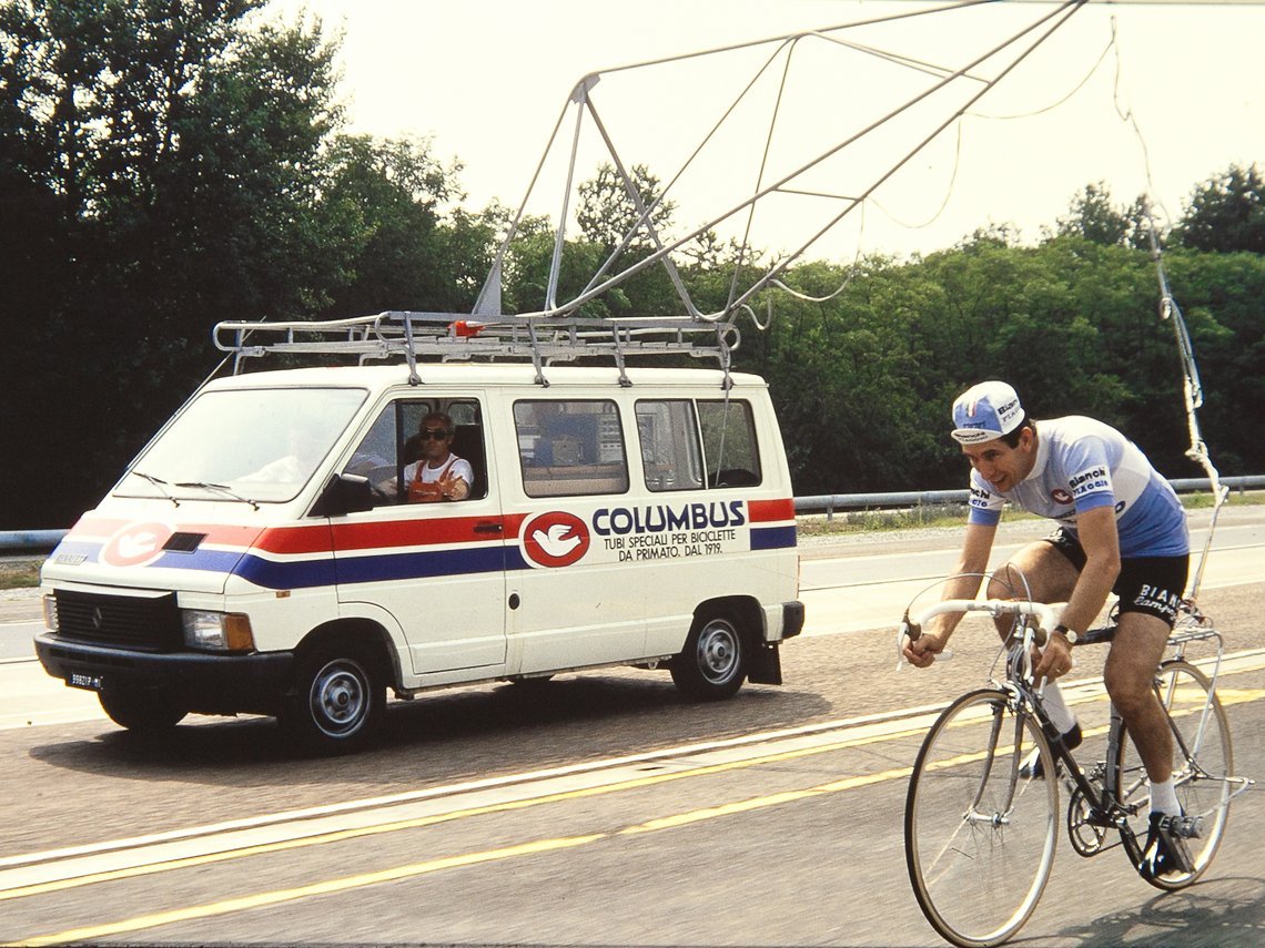 Gimondi bei Testfahrten...