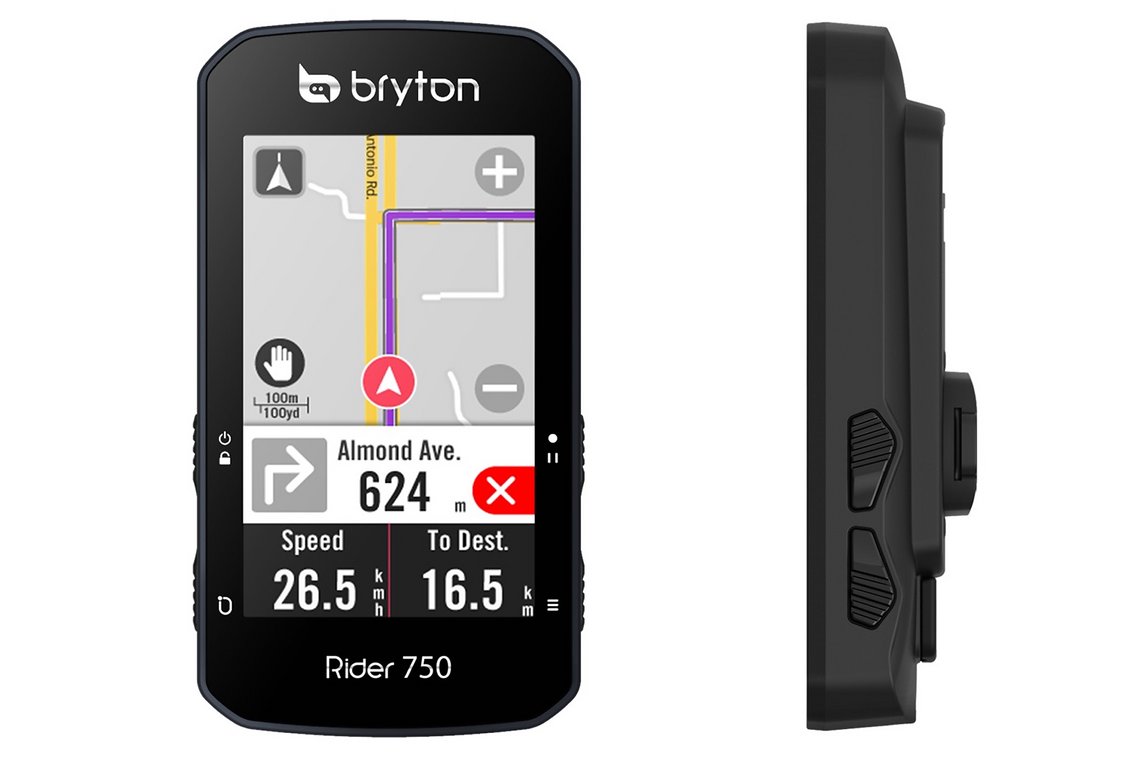 Der Bryton Rider 750 GPS-Radcomputer bietet Online-Navigation auf integrierten Karten