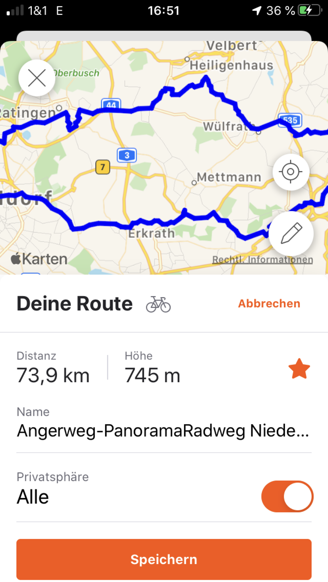 Gefällt eine Route, kann man sie mit einem Stern favorisieren und sie wird den eigenen Routen hinzugefügt