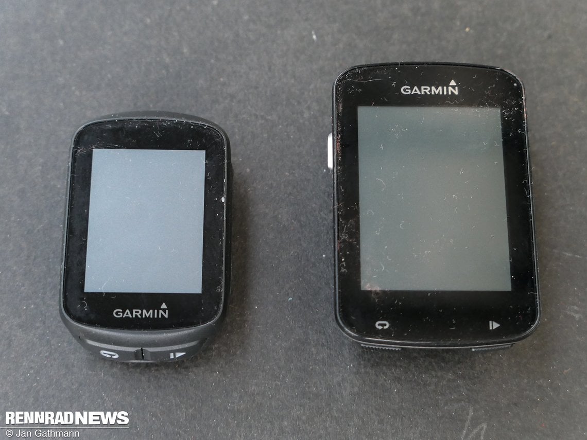 Garmin Edge 130 und Edge 820 im Größenvergleich