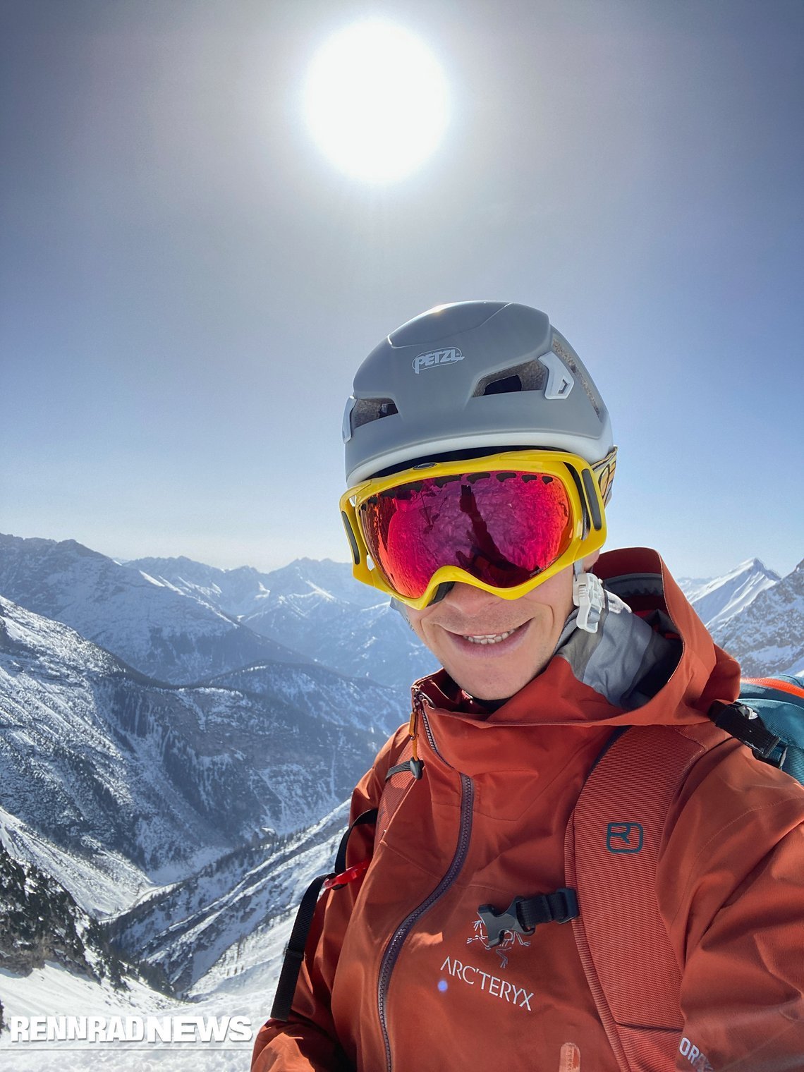 Wenn ich Skifahren gehe, nehme ich eine Skibrille mit