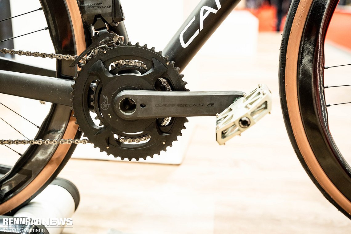 Auch die noch recht junge Campagnolo Super Record S Wireless war prominent ausgestellt.