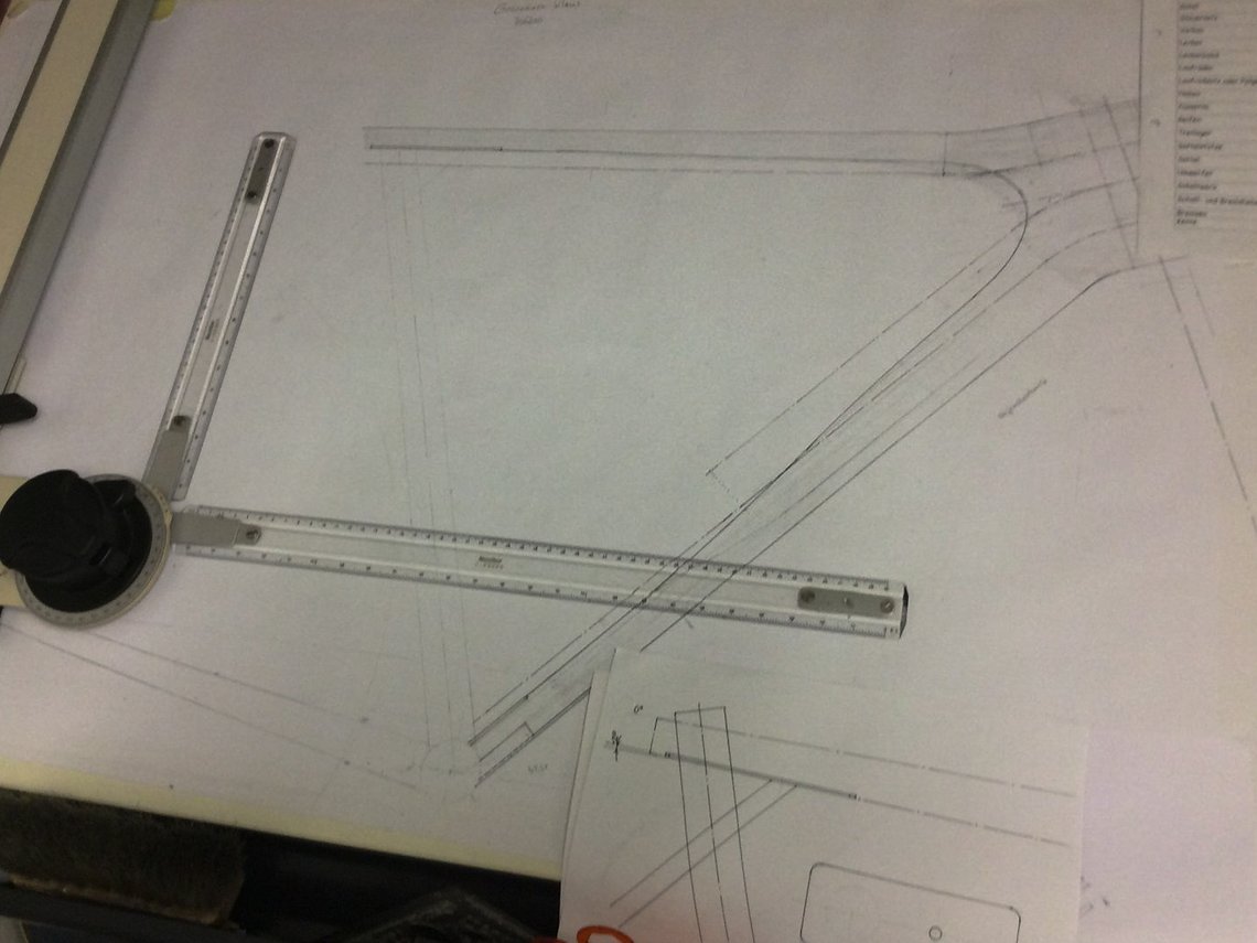 Der Bauplan für das halbe Holz-Rahmendreieck...