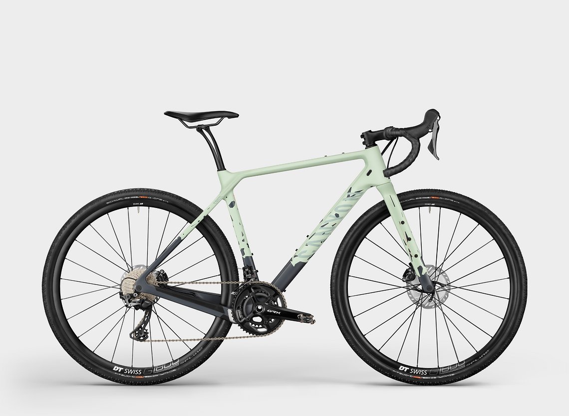 Unser Testrad: das Grizl CF SL 8 in Matcha Splash mit mechanischer Shimano GRX RX800 2x11