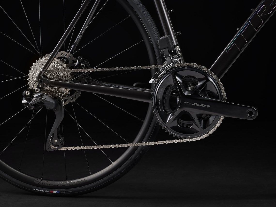 Die Shimano 105 Di2 steht dem schwarzen Alu-Rahmen gut.