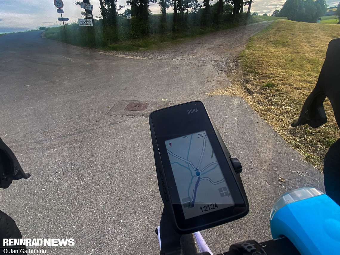 Auch hier: Was der Gravel Weg ist, lässt sich auf der Karte des Dura schwer erkennen.