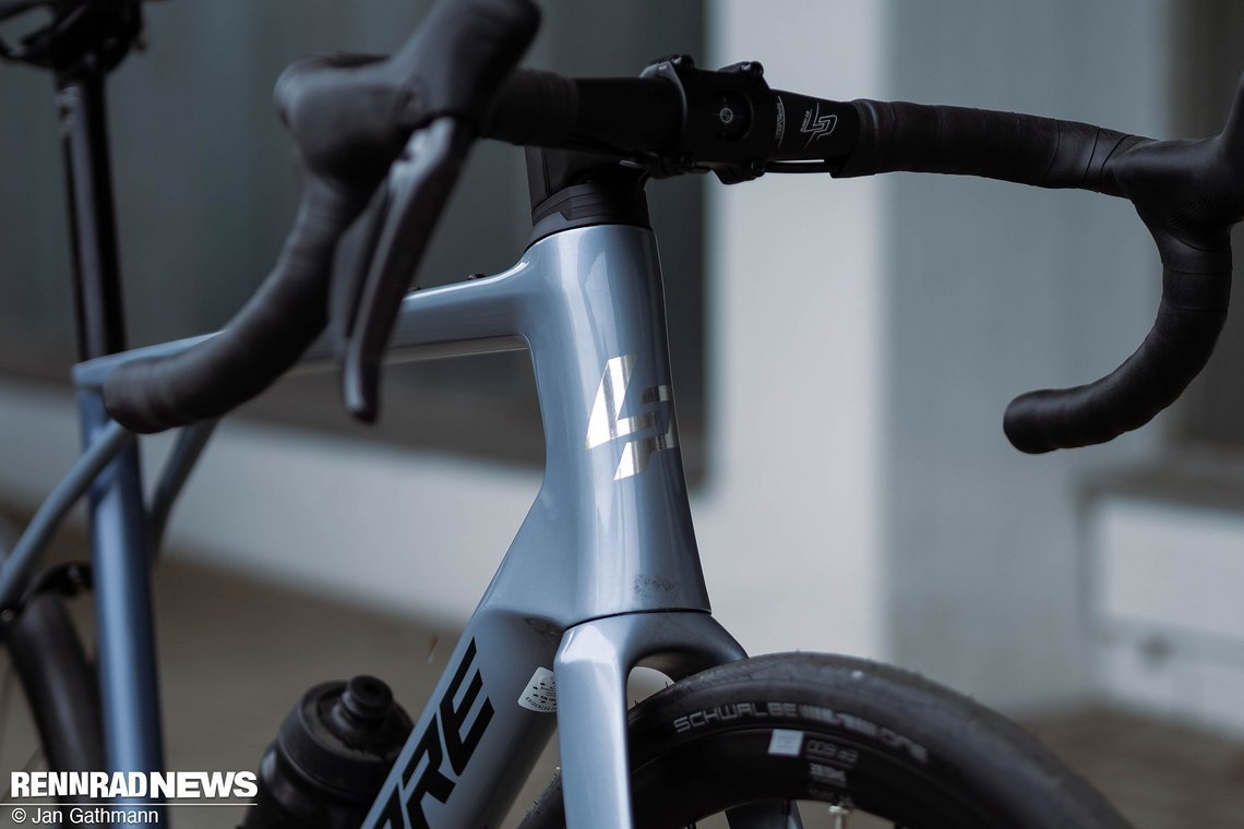 Das Testrad in Größe L hat einen Stack von 579 mm.