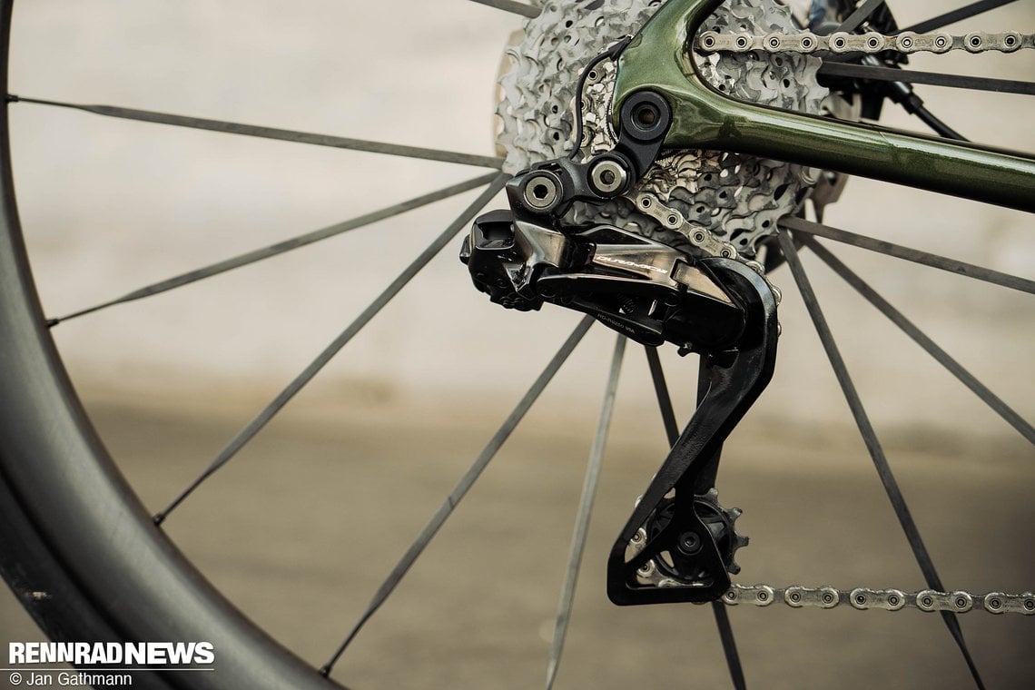 Das Schaltwerk bedient eine Dura Ace 11-34-Kassette.