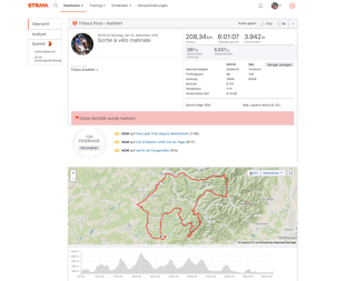 Thibaut Pinots Trainingsfahrt auf Strava