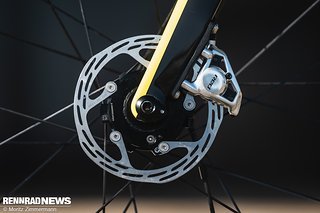 Die Bremsscheiben sind speziell an die Naben angepasst und daher proprietär Die Bremsscheiben sind speziell an die Naben angepasst und daher proprietär