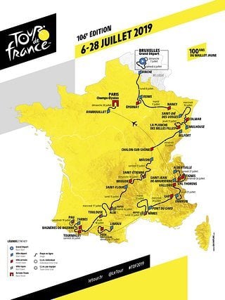 Tour de France 2019: das sind die Etappen auf einer Karte!