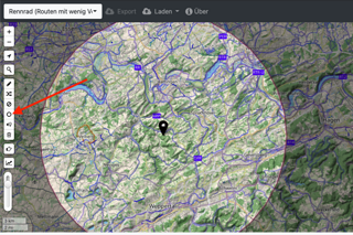 Im BRouter auf den Kreis klicken