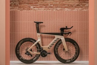 Ausgestattet ist das Canyon Speedmax CF SLX Frodissimo mit einer SRAM Force eTap AXS Gruppe und Zipp 808 Firecrest-Laufrädern