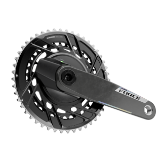Der neue SRAM Force AXS Leistungsmesser sitzt in einem Spider