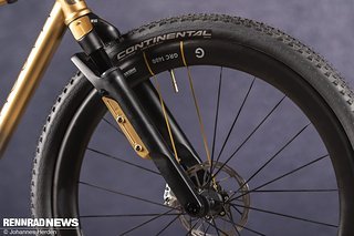 Blick in die Zukunft: Die noch junge DT Swiss F132 One Gravel Federgabel hat Mason optisch passend gemacht.