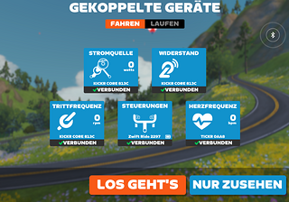 Alle Geräte verbinden sich sehr einfach und problemlos mit der Zwift App.