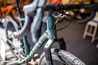 Der Prototyp am Stand war mit Shimano Ultegra Di2 ausgestattet