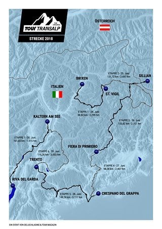 Tour Transalp Strecke 2018