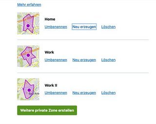 So sieht es aus, wenn private Zonen definiert werden