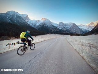 An Skibergsteigen ist ohne Fahrrad bei diesen Bedingungen nicht zu denken.