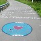 Straßenmalerei vom Giro 2010 am Mte Zoncolan; 23% Steigung hier